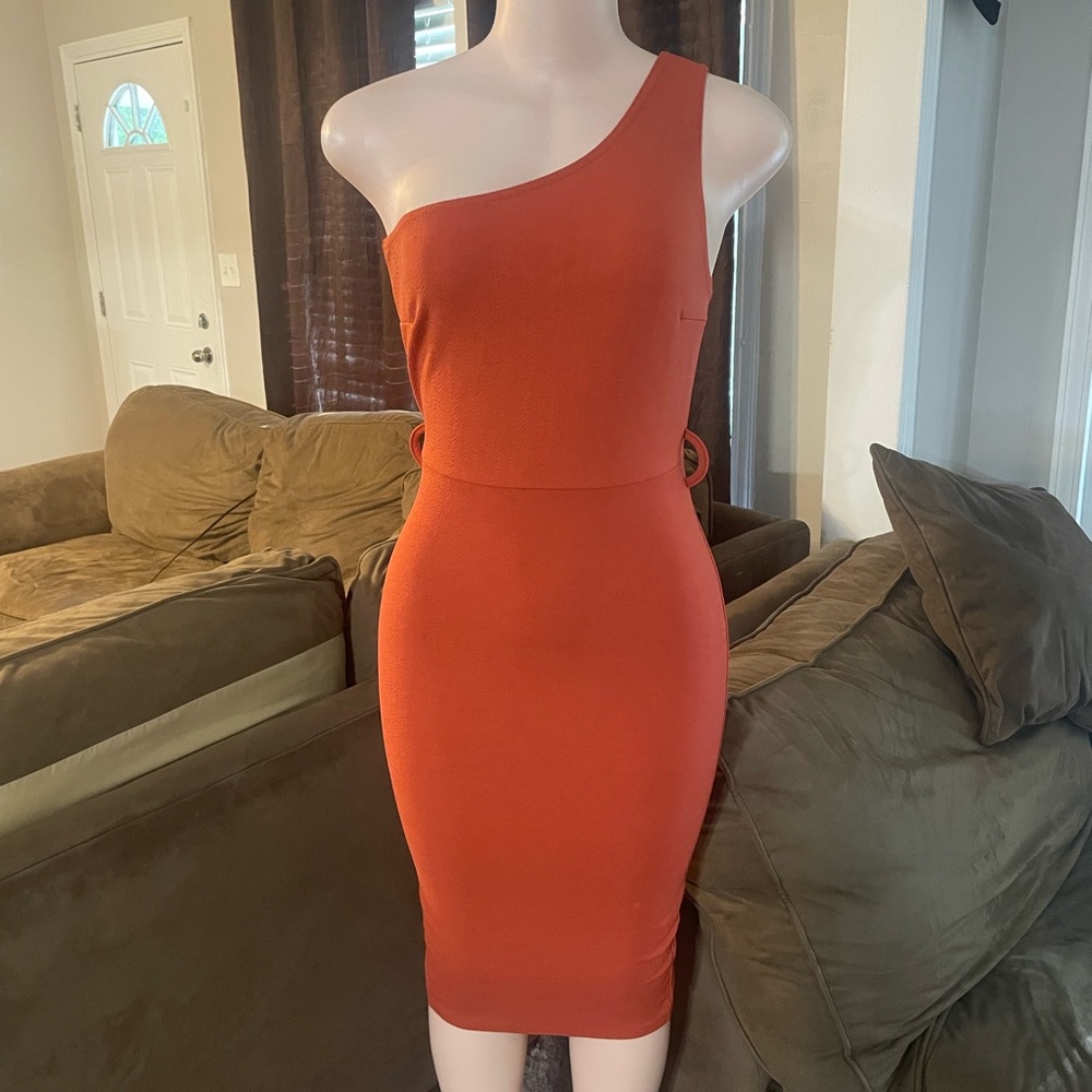 Boohoo new Juanita One-Shoulder Orange Dress Bodycon